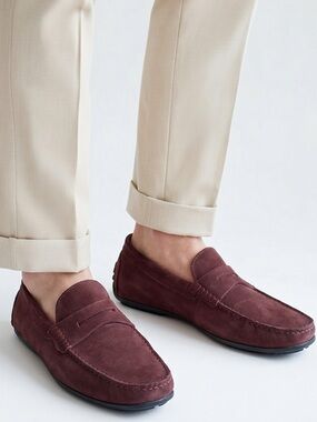 Donald J. Pliner Igor men’s burgundy suede loafers